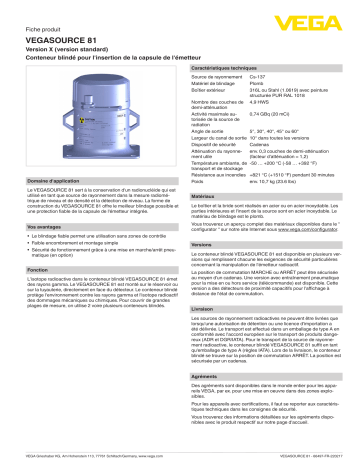 Vega VEGASOURCE 81  spécification | Fixfr