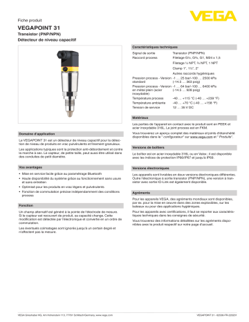 Vega VEGAPOINT 31 Compact capacitive limit switch spécification | Fixfr