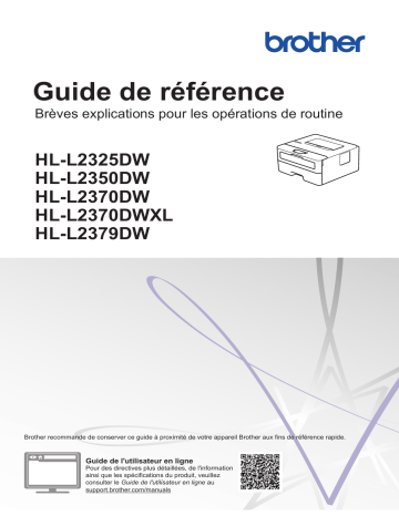 HL-L2350DW | HL-L2325DW | HL-L2379DW | Brother HL-L2370DW(XL) Monochrome Laser Printer Guide de référence | Fixfr