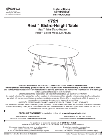 Safco 1721NA Resi® Bistro Table Manuel utilisateur | Fixfr