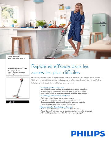 Philips FC6723/01R1 SpeedPro Aspirateur balai sans fil Manuel utilisateur | Fixfr