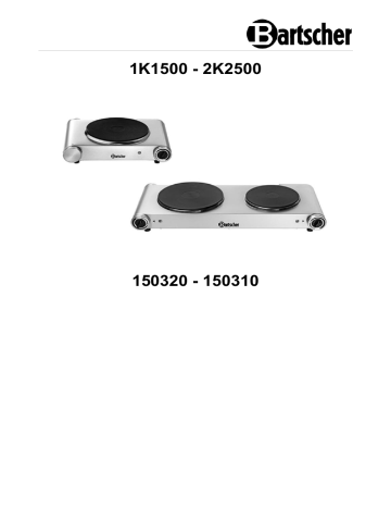 150310 | Bartscher 150320 Countertop electric hob 1K1500 Mode d'emploi | Fixfr