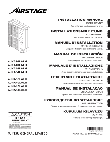 AJHA36LALH | AJHA45LALH | AJHA54LALH | AJHA40LALH | AJYA40LALH | AJYA45LALH | AJYA54LALH | Fujitsu AJYA36LALH Installation manuel | Fixfr