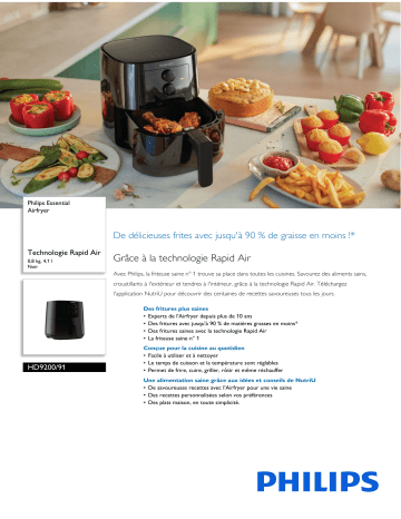 Philips HD9200/91 Essential Airfryer Manuel utilisateur | Fixfr