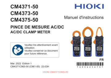 Hioki AC/DC CLAMP METER CM4371-50, CM4373-50, CM4375-50 Manuel utilisateur | Fixfr