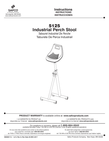 Safco 5125BL Industrial Perch Stool Manuel utilisateur | Fixfr