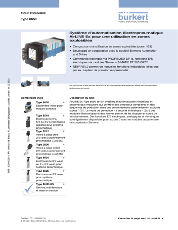 Burkert 8650 AirLINE Ex Fiche technique | Fixfr