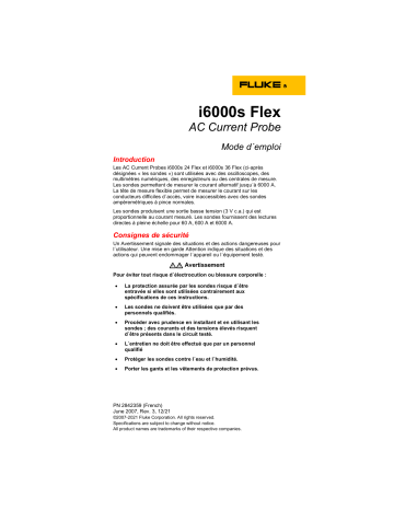 Fluke i6000sFlex - Sonde de courant AC Mode d'emploi | Fixfr