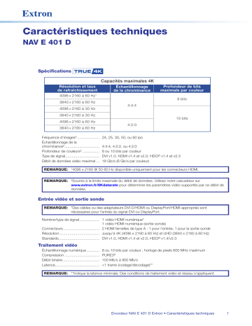 Extron NAV E 401 D spécification | Fixfr