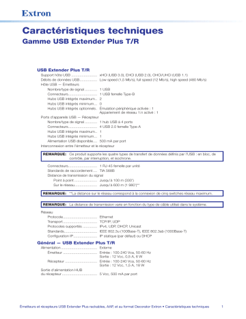 Extron USB Extender Plus Series spécification | Fixfr