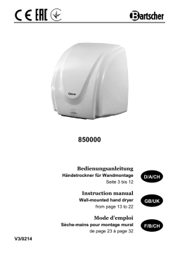 Bartscher 850000 Hand dryer, 2,1kW, plastic Mode d'emploi