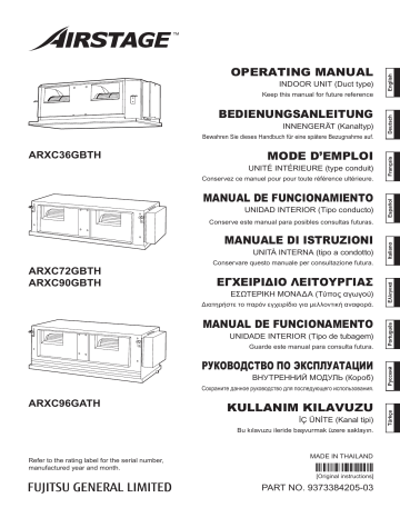 ARXC90GBTH | ARXC96GATH | ARXC36GBTH | Fujitsu ARXC72GBTH Mode d'emploi | Fixfr