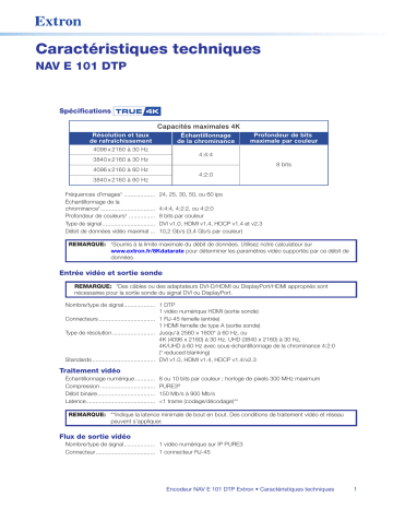 Extron NAV E 101 DTP spécification | Fixfr