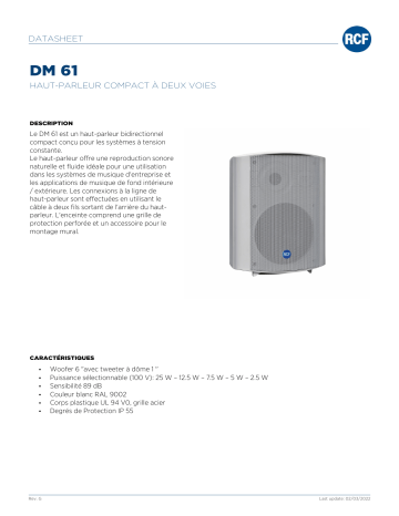 RCF DM 61 TWO-WAY COMPACT SPEAKER spécification | Fixfr