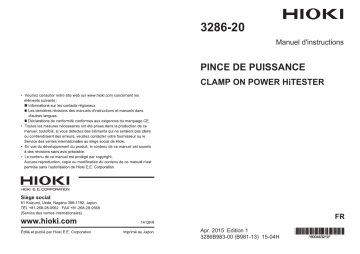 Hioki CLAMP ON POWER HiTESTER 3286-20 Manuel utilisateur | Fixfr