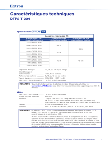 Extron DTP2 T 204 spécification | Fixfr