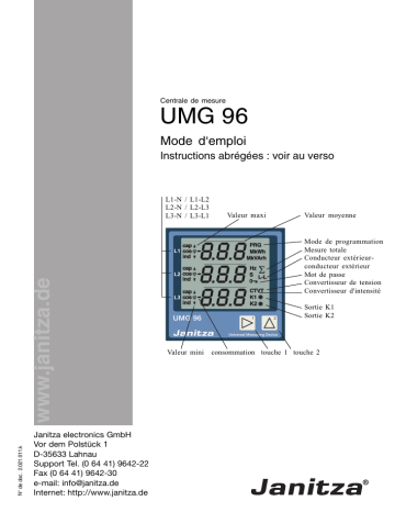 janitza UMG 96 / UMG 96L Manuel utilisateur | Fixfr