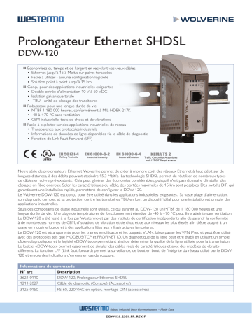 Westermo DDW-120 Ethernet SHDSL Extender Fiche technique | Fixfr