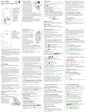 Doro 780X Mobile phone Guide de démarrage rapide | Fixfr