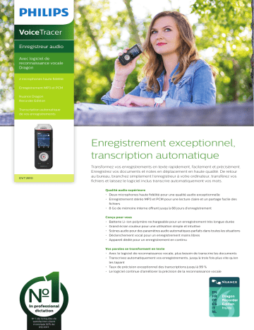 Philips Enregistreur Voicetracer audio spécification | Fixfr