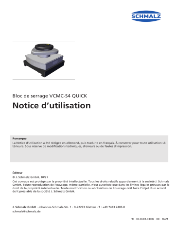 Schmalz  VCMC-S4-QUICK 145x145x50 15-85 Mechanical clamp for narrow and frame parts, SCM console Type 4  Mode d'emploi | Fixfr