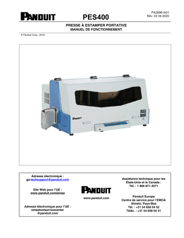 Panduit PES400 Embossing System Manuel du propriétaire | Fixfr