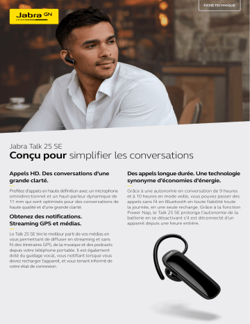 Jabra Talk 25 SE Fiche technique | Fixfr