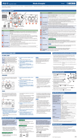 Boss AW-3 Dynamic Wah Manuel du propriétaire | Fixfr