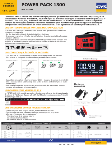 GYS POWER PACK 1300 Fiche technique | Fixfr