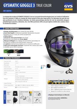 GYS LCD GYSMATIC GOGGLE 3 TRUE COLOR HELMET Fiche technique