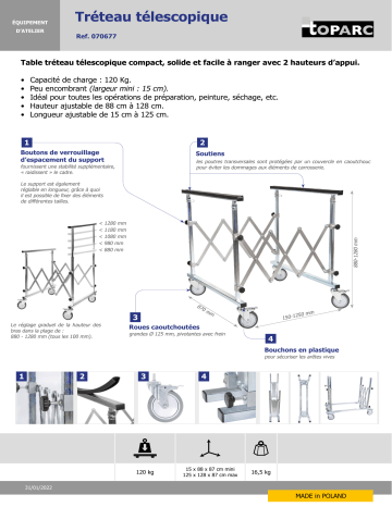 GYS Tréteau téléscopique Fiche technique | Fixfr