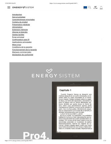 ENERGY SISTEM eReader Pro 4 Manuel utilisateur | Fixfr