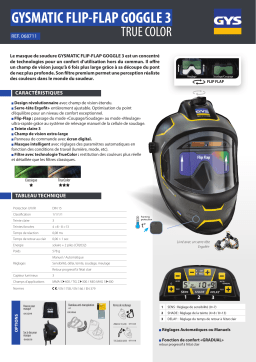 GYS LCD GYSMATIC FLIP-FLAP GOGGLE 3 TRUE COLOR HELMET Fiche technique