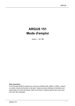 Argus 151 Manuel utilisateur