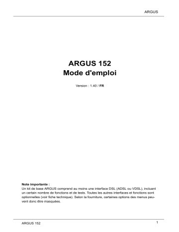 Argus 152 Manuel utilisateur | Fixfr