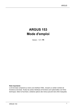 Argus 153 Manuel utilisateur