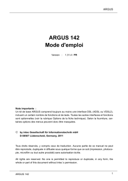 Argus 142 Manuel utilisateur