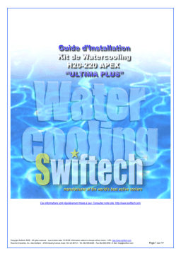 swiftech H20 220 APEX ULTIMA PLUS Liquid Cooling Kit Guide d'installation