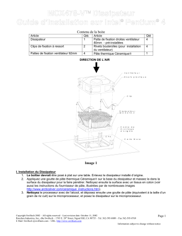 swiftech MCX478 V CPU Heatsink Guide d'installation | Fixfr