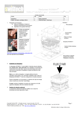 swiftech MCX603 V CPU Heatsink Guide d'installation