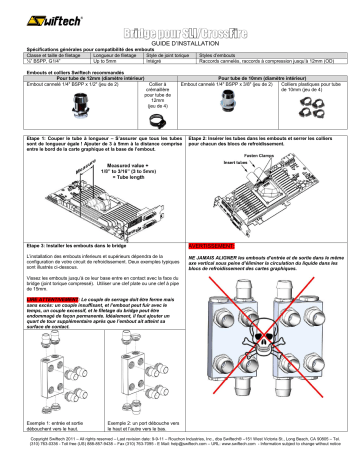 swiftech SLI/Crossfire bridges for MCW60/80/82 Accessories Guide d'installation | Fixfr