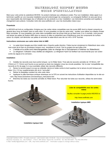 swiftech MCW30 Chipset Waterblock Guide d'installation | Fixfr