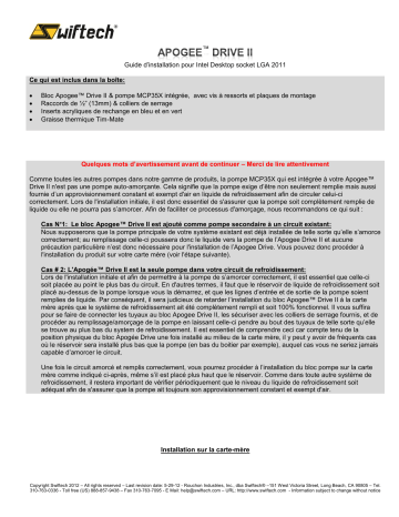 swiftech APOGEE DRIVE II - Socket 2011 CPU Waterblock Guide d'installation | Fixfr