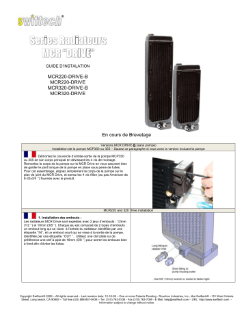 MCR DRIVE CH | swiftech MCR X20 DRIVE Radiator Guide d'installation | Fixfr