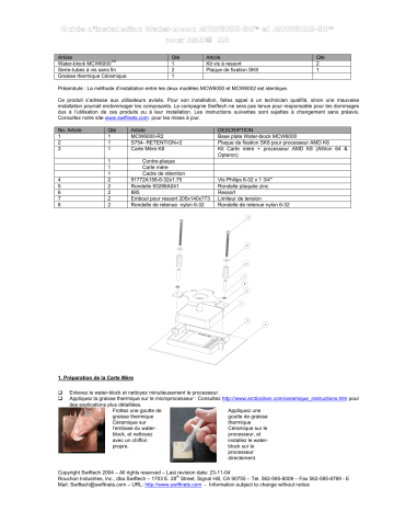 swiftech MCW6000 2 64 CPU Waterblock Guide d'installation | Fixfr