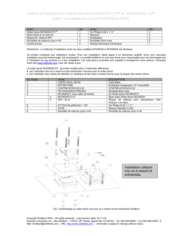 swiftech MCW6000 2 PX CPU Waterblock Guide d'installation | Fixfr