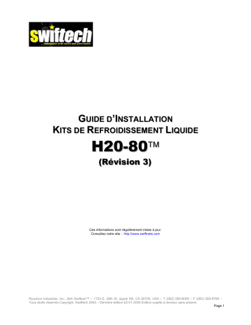 swiftech H20 80 R3 Liquid Cooling Kit Guide d'installation | Fixfr