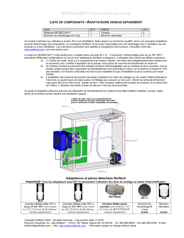 swiftech MCRES 525 Reservoir Guide d'installation | Fixfr