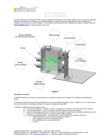 swiftech MCRES MICR0 REV2 Reservoir Guide d'installation | Fixfr