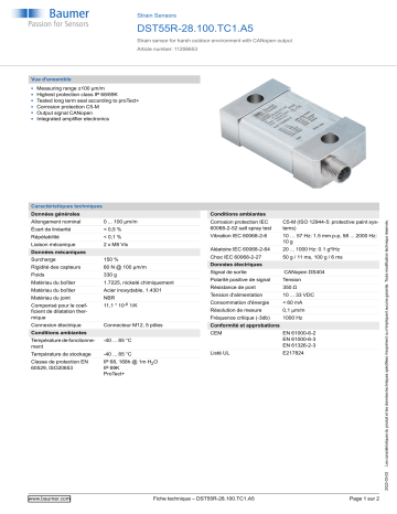 Baumer DST55R-28.100.TC1.A5 Strain Sensor Fiche technique | Fixfr